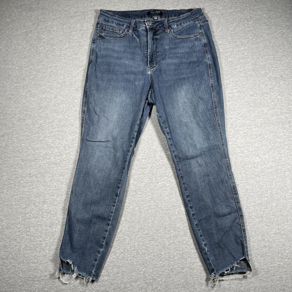 Judy Blue Jeans Womens 16W Blue Skinny High Rise Raw Frayed Hem Denim